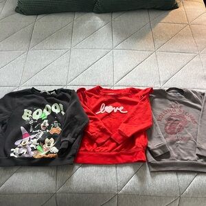 3 Kids Sweatshirts size 3T - disney Halloween, Red love, Gray Rolling Stones